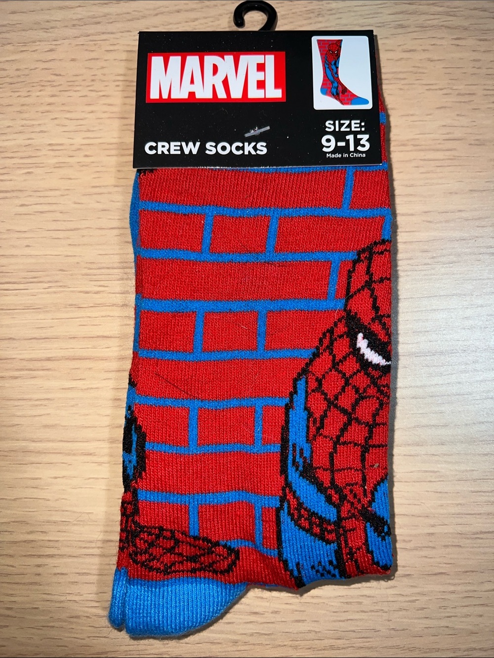 Marvel Spider-Man Red & Blue Brick Crew Socks